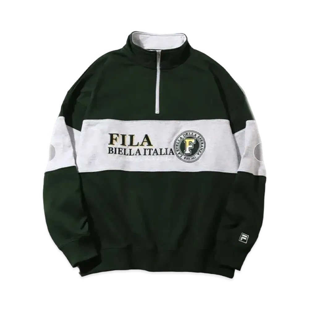 FILA Line Switching Vintage Logo Half Zip Pullover "Green"