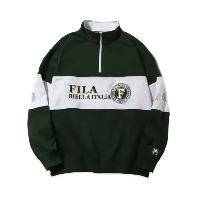 FILA Line Switching Vintage Logo Half Zip Pullover "Green"