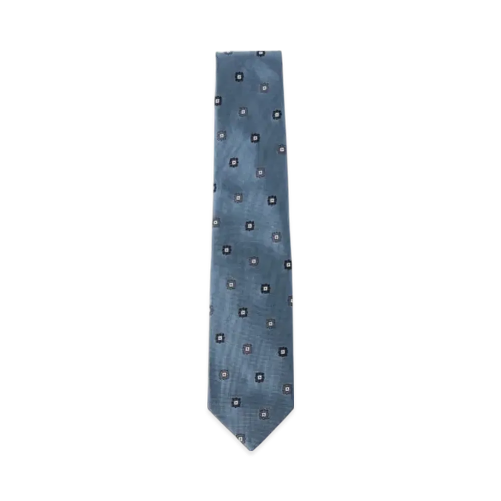 BEAMS Silk Flower Pattern Necktie "Sax"