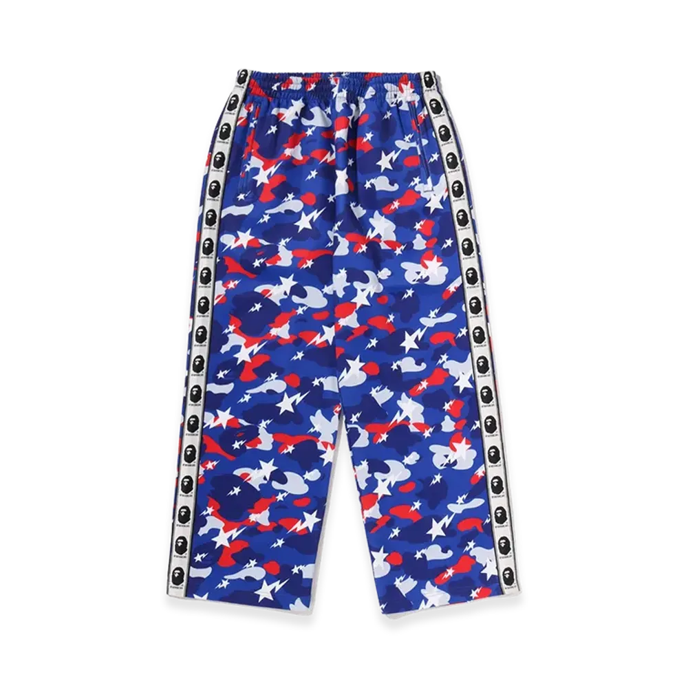 A BATHING APE Sta Strike Camo Loose Fit Track Pants "Blue"
