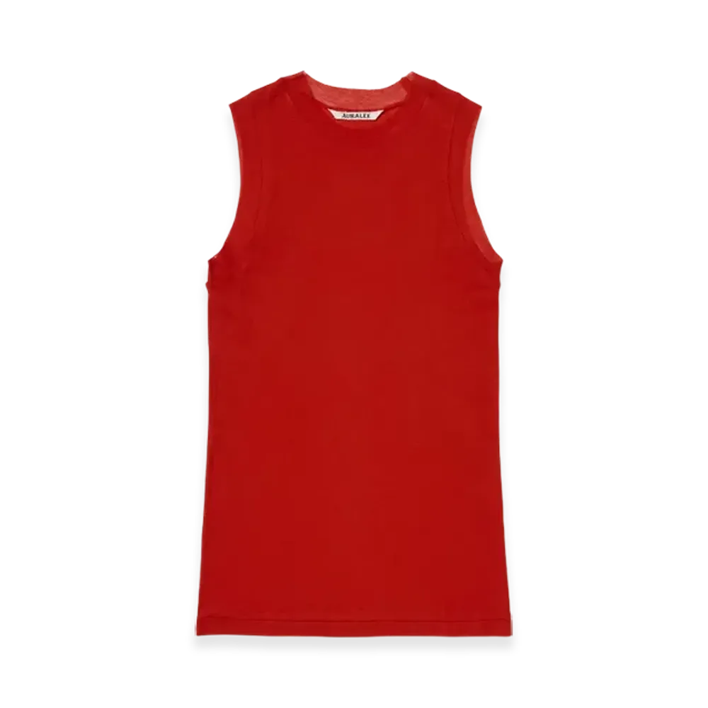 AURALEE Super High Gauge Sheer Rib Tank Top "Red"
