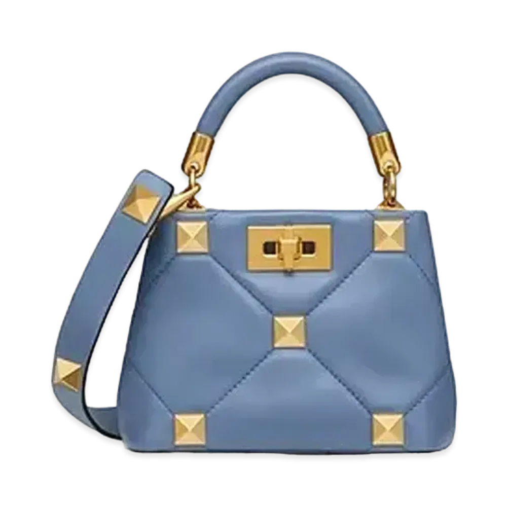Valentino Nappa Leather Roman Studs Handle Bag Mini "Niagara"