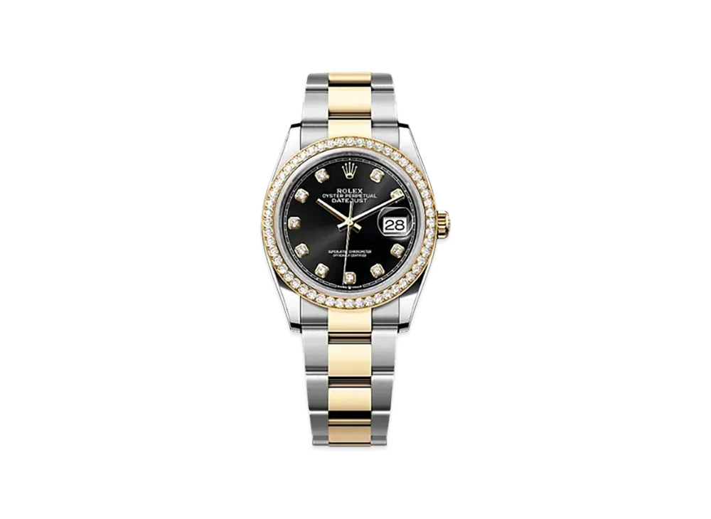 ROLEX Datejust 36mm Oystersteel & Yellow Gold Diamond 126283RBR "Bright Black"