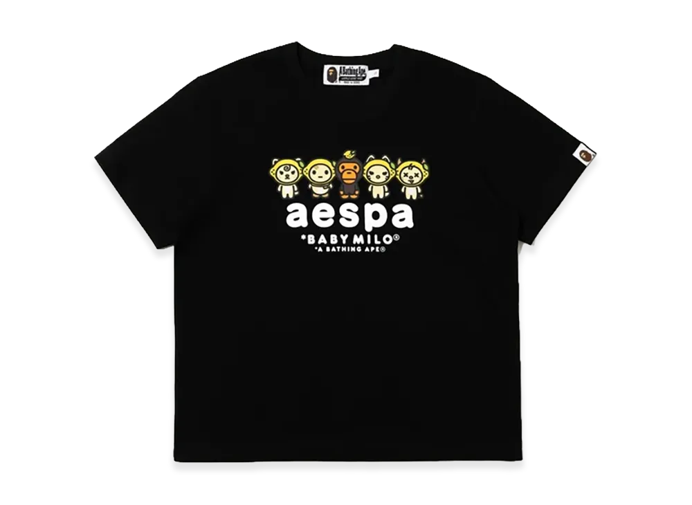 A BATHING APE x aespa Women's Baby Milo Lemonade Mini Tee "Black"