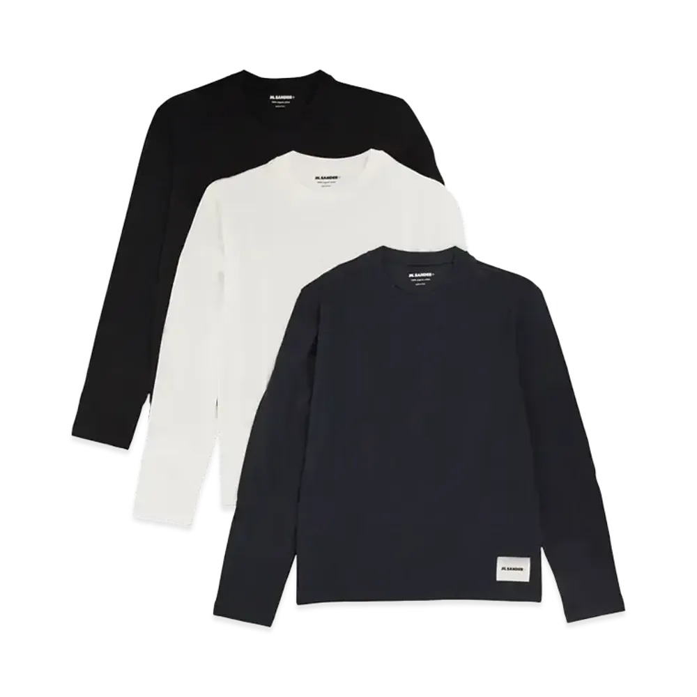Jil Sander Men's 3-Pack Long-Sleeved T-Shirt Set "Black/White/Dark Blue"