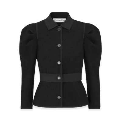 Dior Women's Virgin Wool and Cotton Boucle Fitted Jacket "Black"