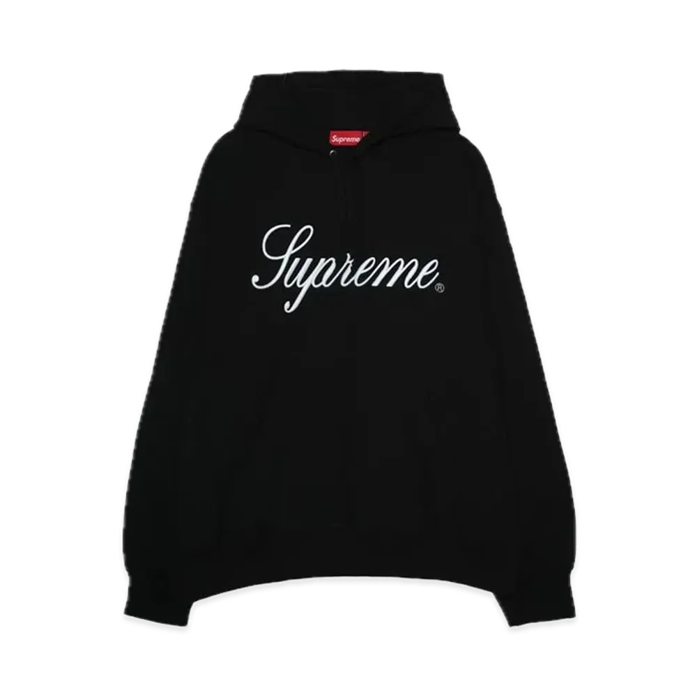 Supreme Embroidered Script Hooded Sweatshirt "Black"