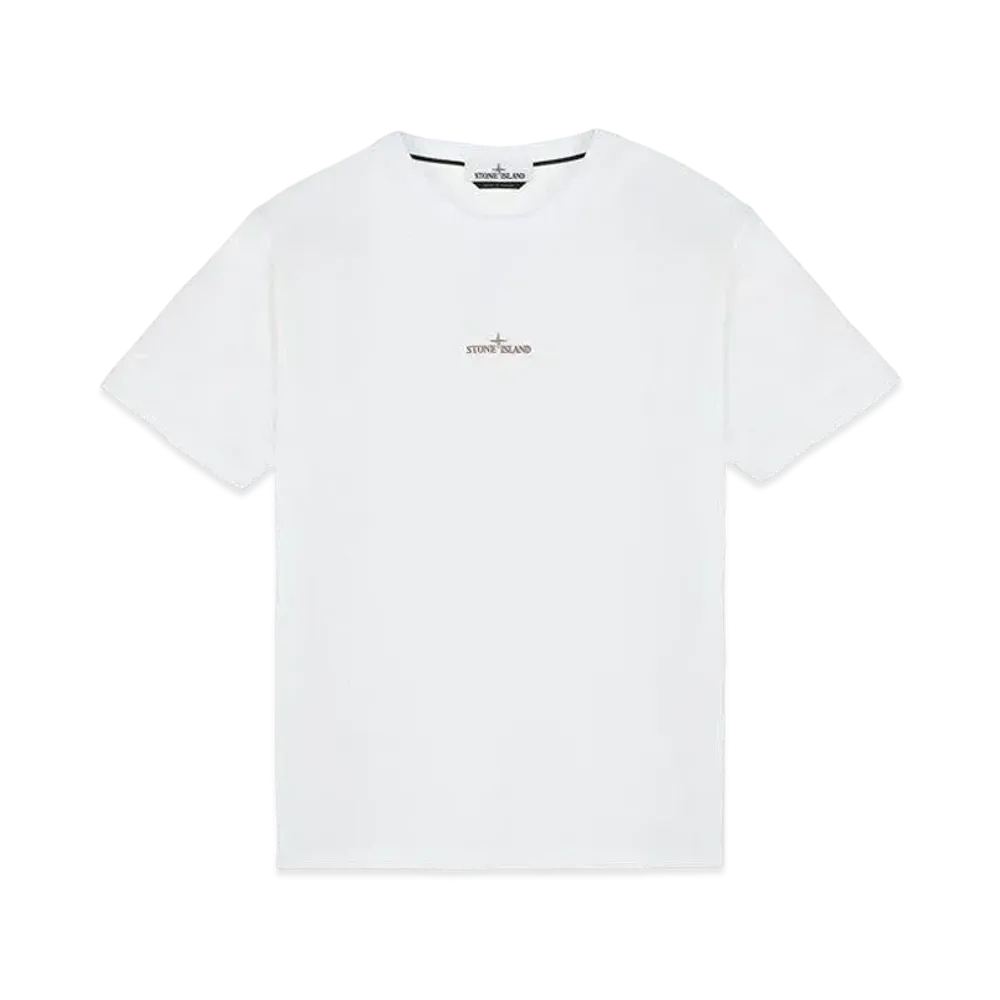 Stone Island 2NS83 COTTON JERSEY, 'MIXED MEDIA TWO' PRINT_SLIM FIT "White"