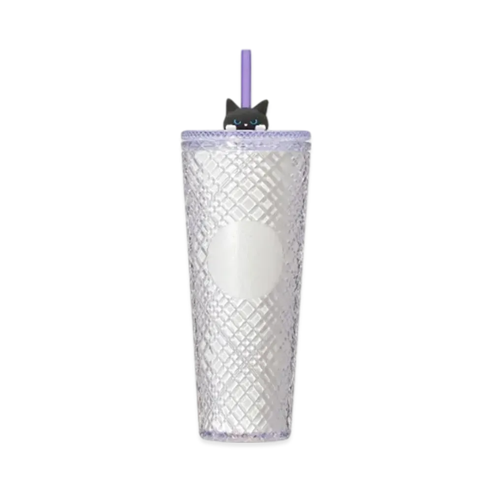 STARBUCKS Seasonal Goods "Playful Halloween Cat" Halloween 2025 Logo Cold Cup Tumbler Glow in the Dark 710ml "Clear/Purple"