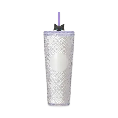 STARBUCKS Seasonal Goods "Playful Halloween Cat" Halloween 2025 Logo Cold Cup Tumbler Glow in the Dark 710ml "Clear/Purple"