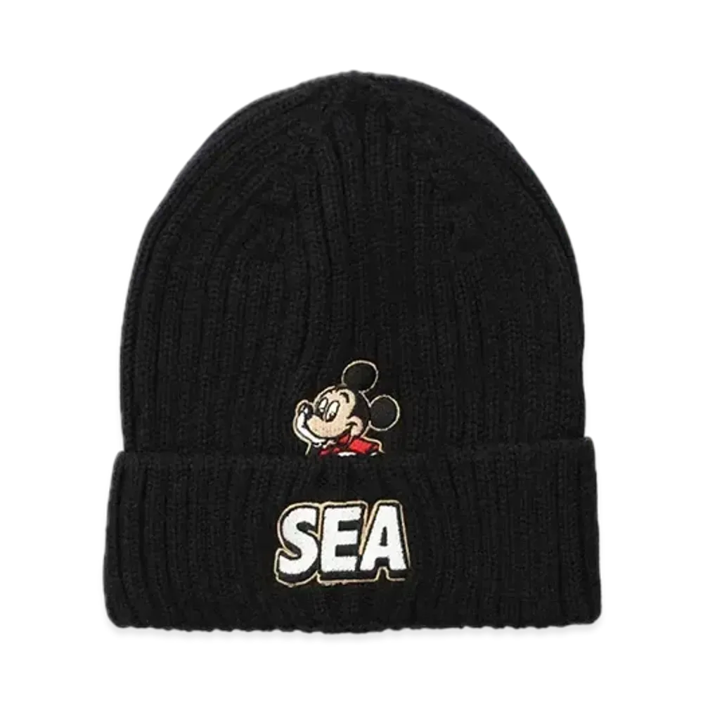WIND AND SEA x Disney Mickey Patch Beanie "Black"
