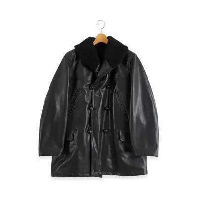 COMOLI Lamb Leather Canadian Coat "Black"