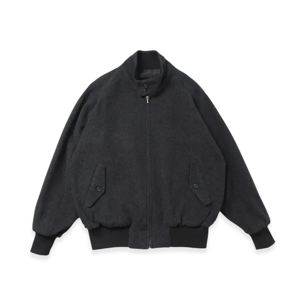 A.PRESSE Silk Cashmere Tweed Harrington Jacket "Charcoal"