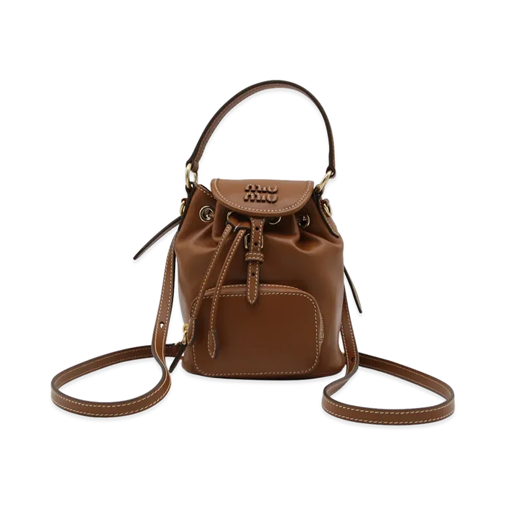 MIU MIU Women's Caramel Leather Backpack "Brown"