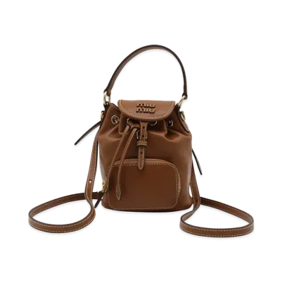 MIU MIU Women's Caramel Leather Backpack "Brown"