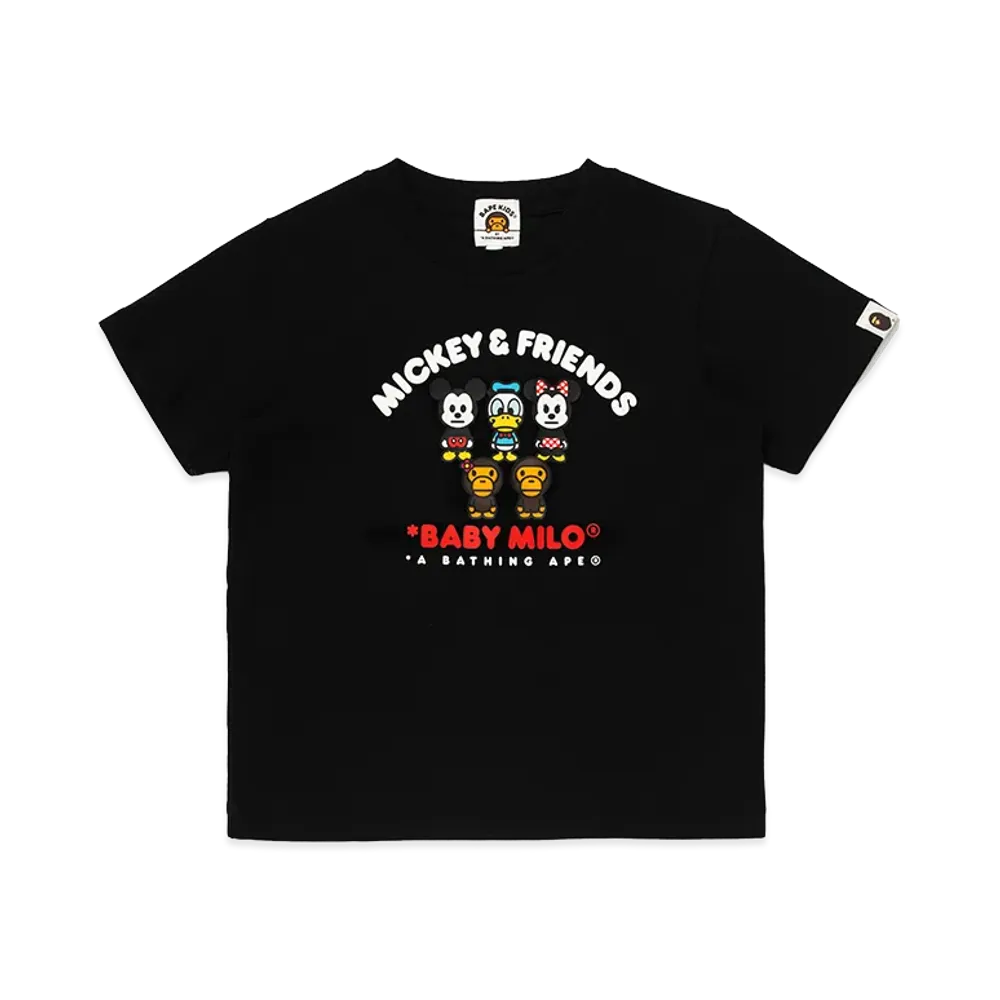 A BATHING APE x Disney Kids Mickey & Friends Baby Milo Tee "Black"