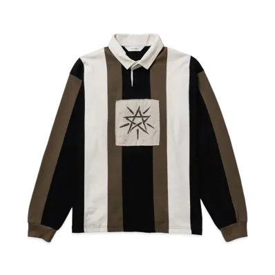 Sasquatchfabrix Stripe Rugger Shirt "Black White"