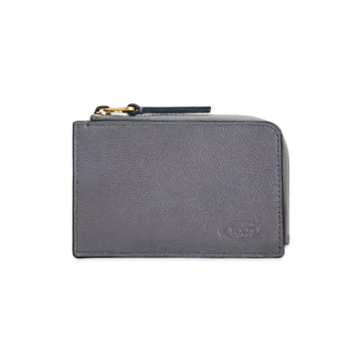 TOD'S Leather Card Holder "Gray"