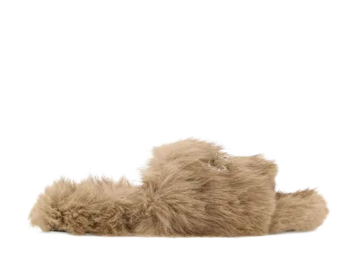 BALENCIAGA Women's Eco Fur Slippers "Beige"