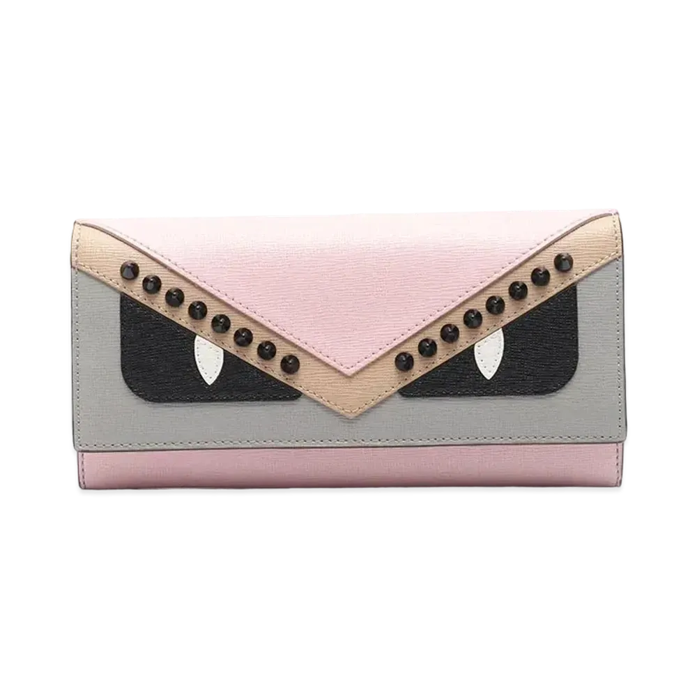 FENDI Bugs eye Monster Chain Wallet "Gray/Pink"