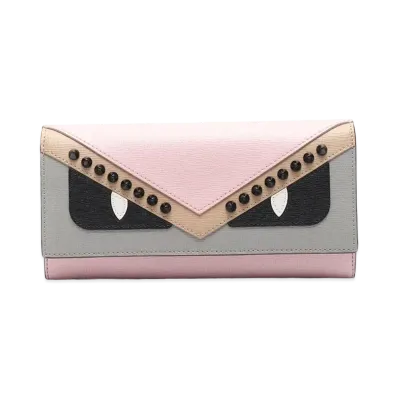 FENDI Bugs eye Monster Chain Wallet "Gray/Pink"