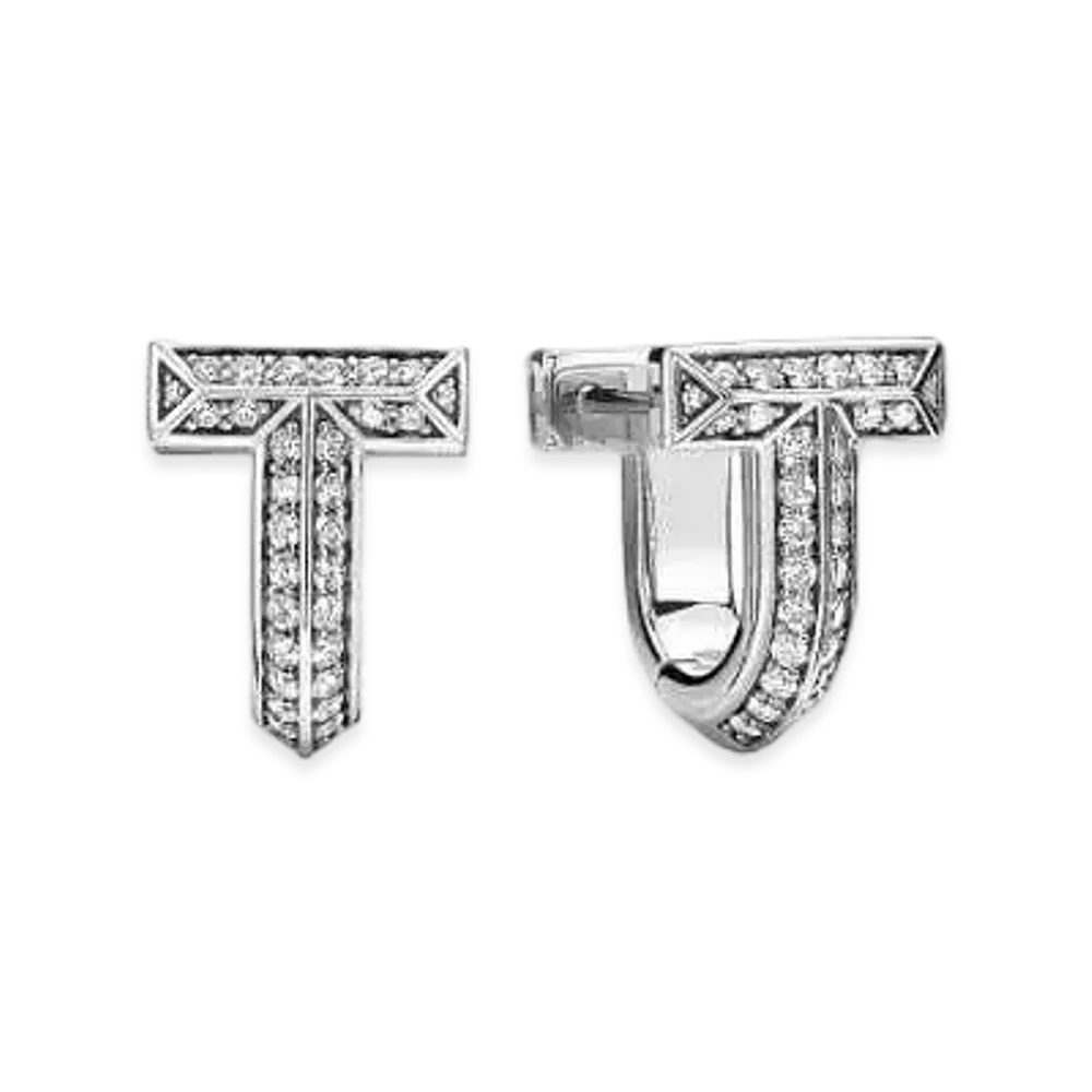Tiffany & Co. T1 Half Pave Diamond Huggie Earrings "White Gold/Diamond"