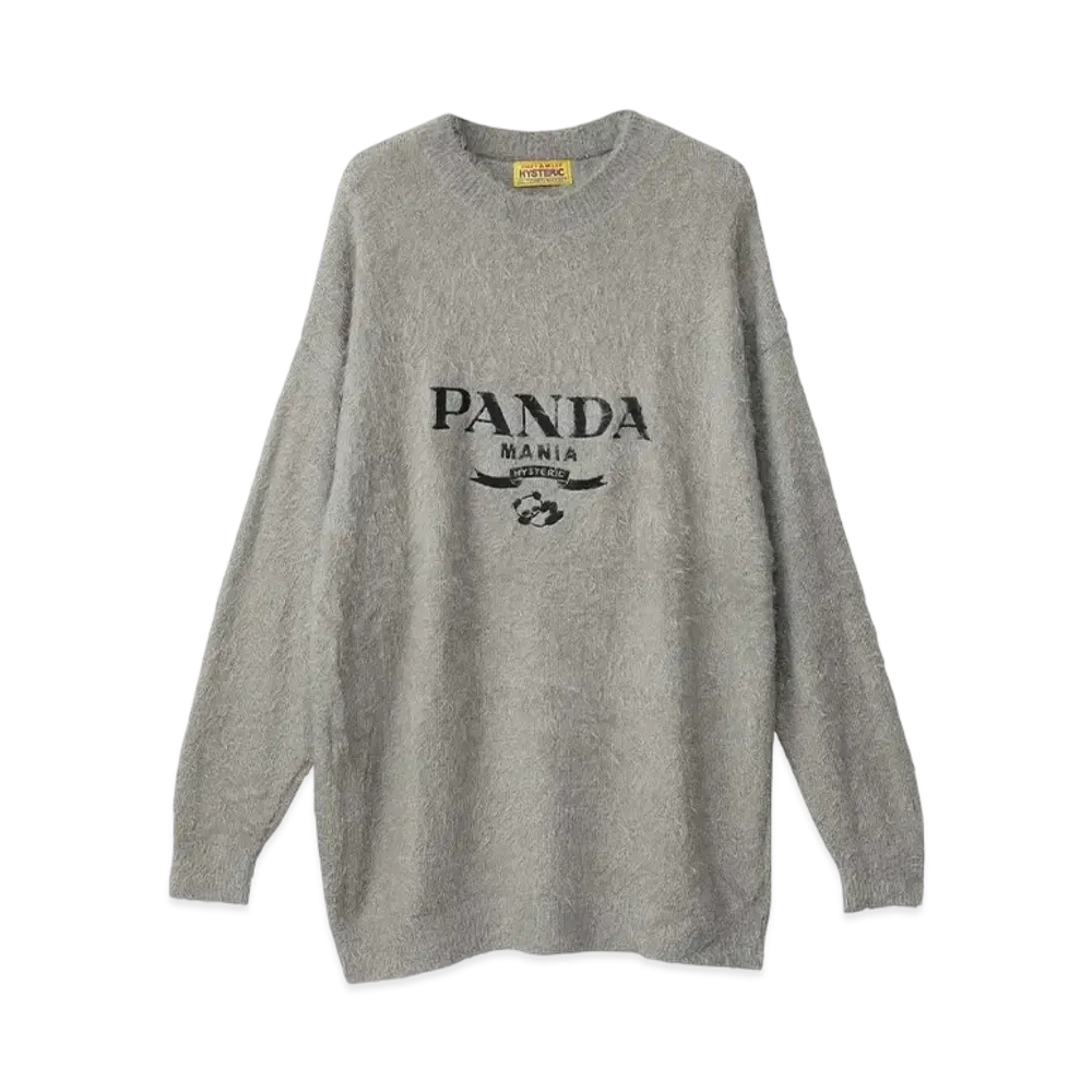 HYSTERIC GLAMOUR Panda Mania Embroidery Sweater "Grey"