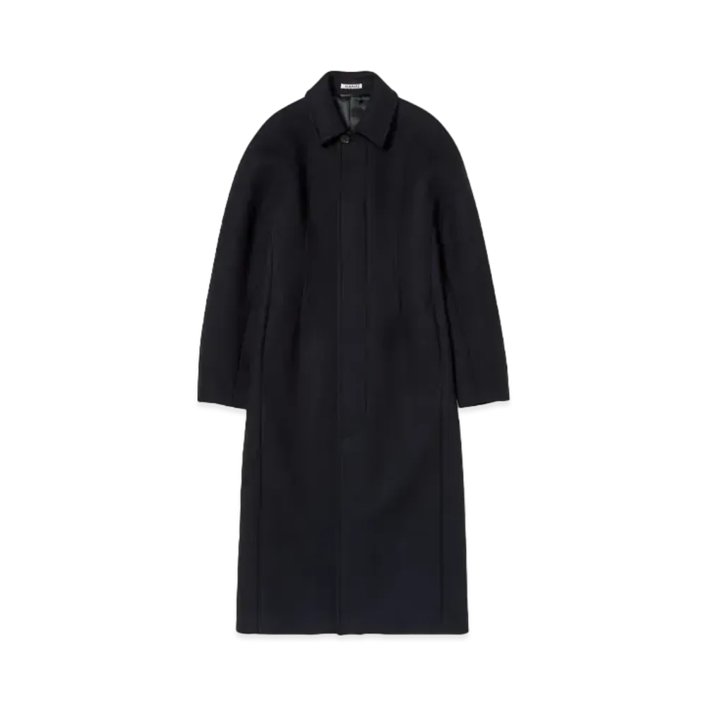 AURALEE Sponge Wool Melton Soutien Collar Coat "Dark Navy"