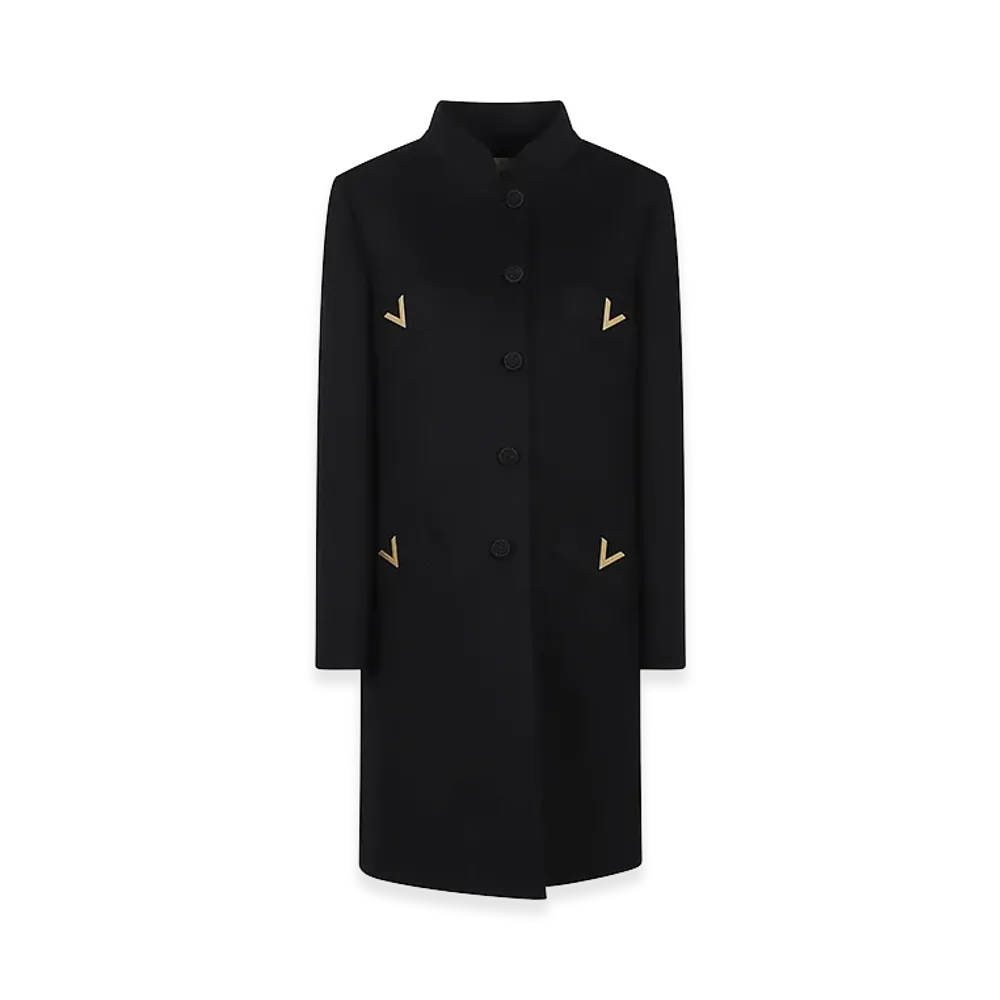 Valentino Women's Cappotto Cn V Metallo Solid Compact Drap "Black"