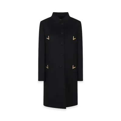 Valentino Women's Cappotto Cn V Metallo Solid Compact Drap "Black"
