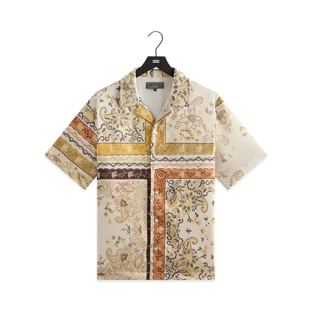 Kith Panelled Bandana Thompson Camp Collar Shirt "Sandrift"