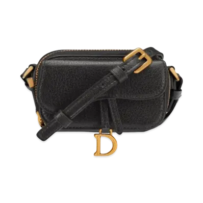Dior Mini Saddle Shoulder Strap Pouch "Black"