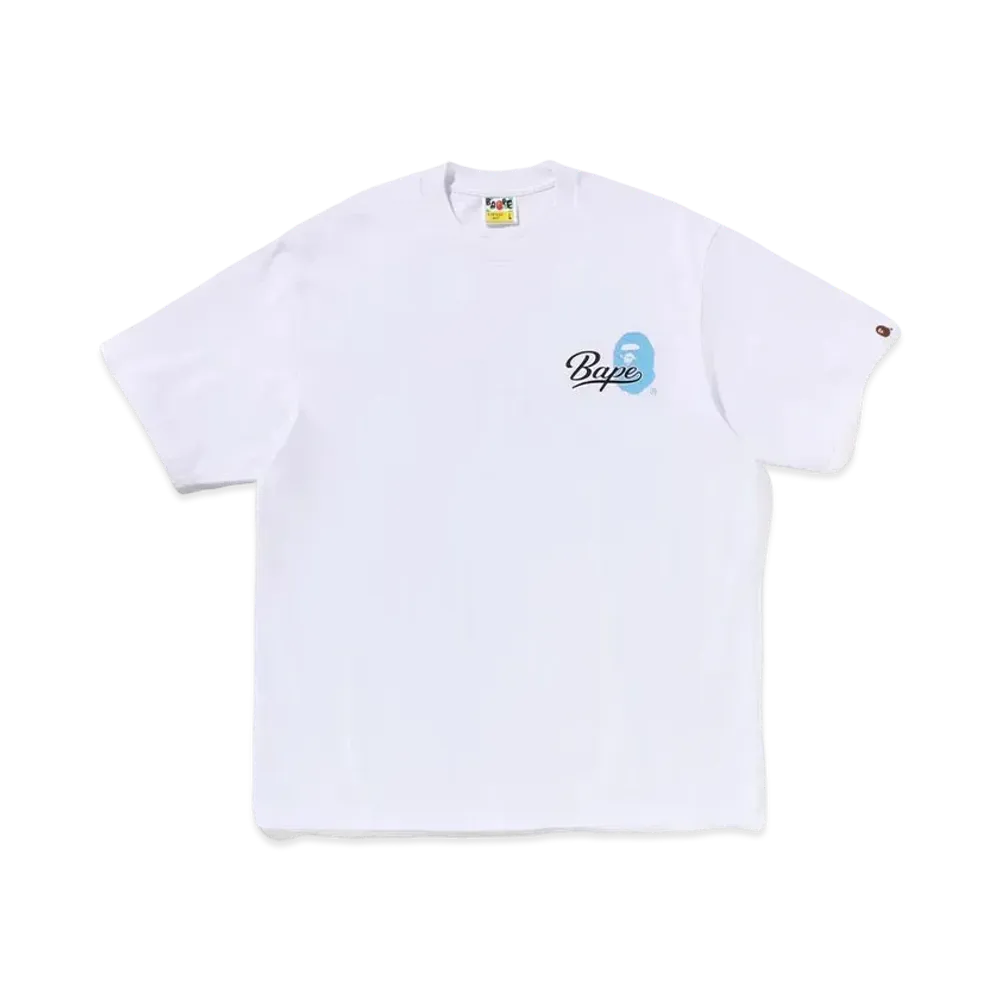 A BATHING APE Cursive College Logo Relaxed Fit Tee "White"