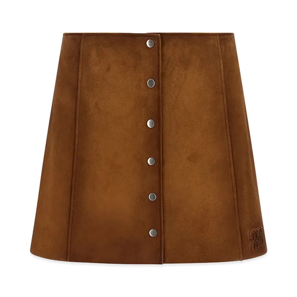 MIU MIU Women's Suede Skirt "Brown"