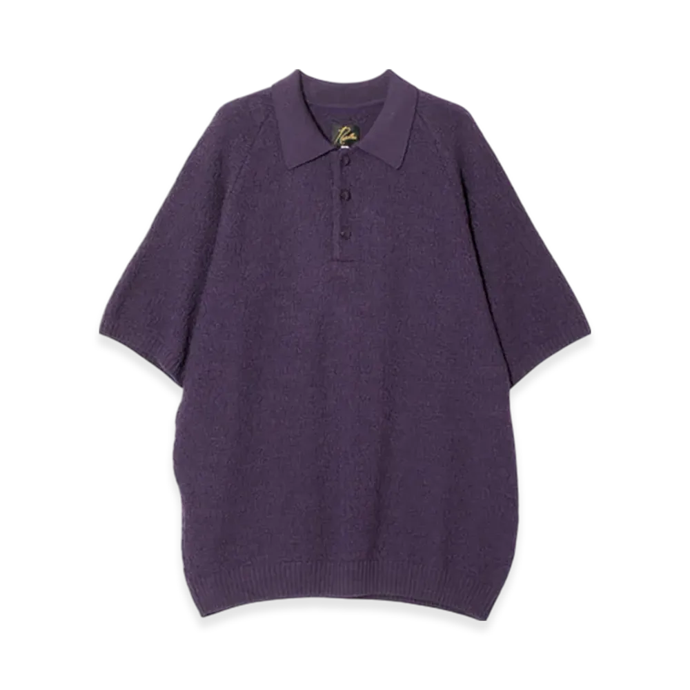 NEEDLES S/S Polo Sweater - Merino Wool Knit "Purple"