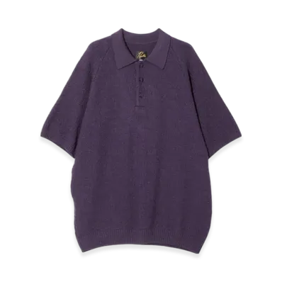 NEEDLES S/S Polo Sweater - Merino Wool Knit "Purple"
