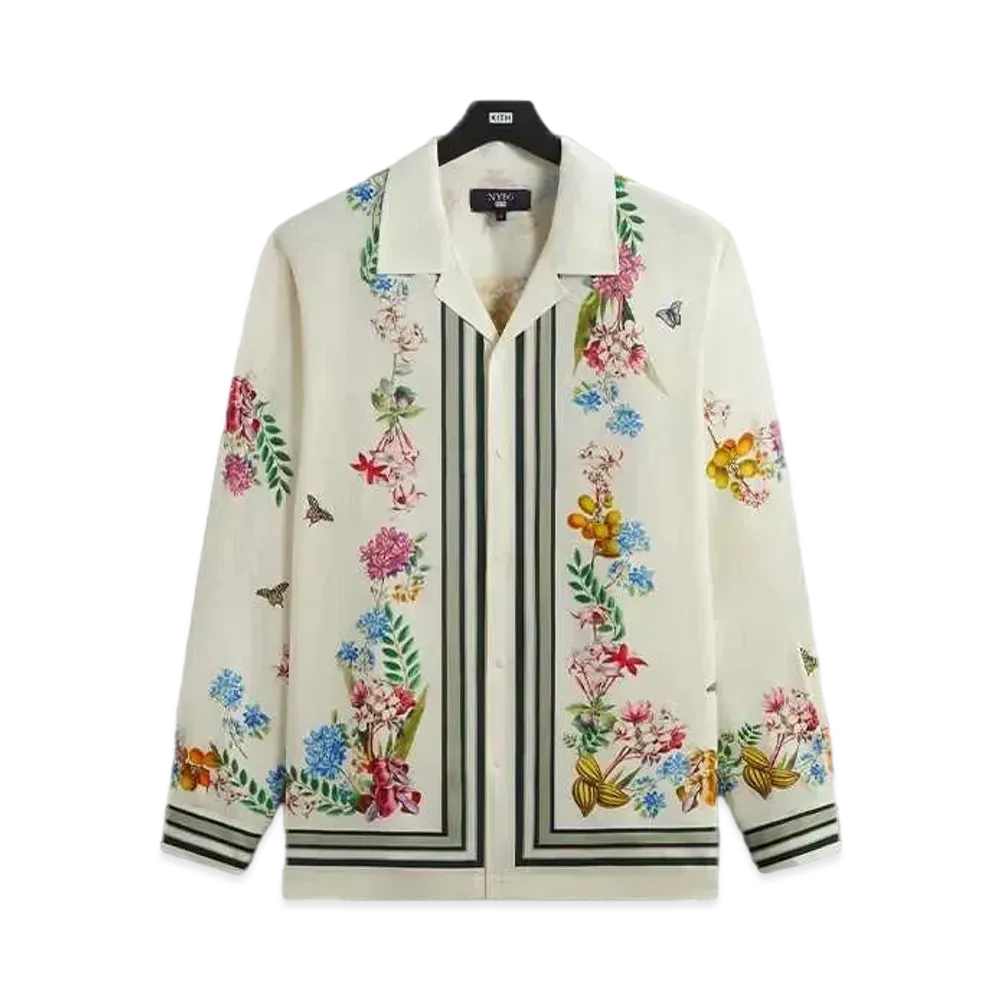 Kith x New York Botanical Garden Floral Border Long Sleeve Thompson Shirt "White"