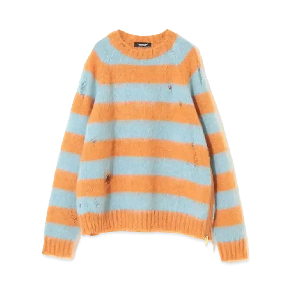 UNDERCOVER Damaged zipper sweater "Light Blue"
