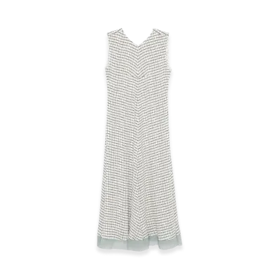 FENDI Women's Grid Print Silk Sleeveless Mini Dress "White"