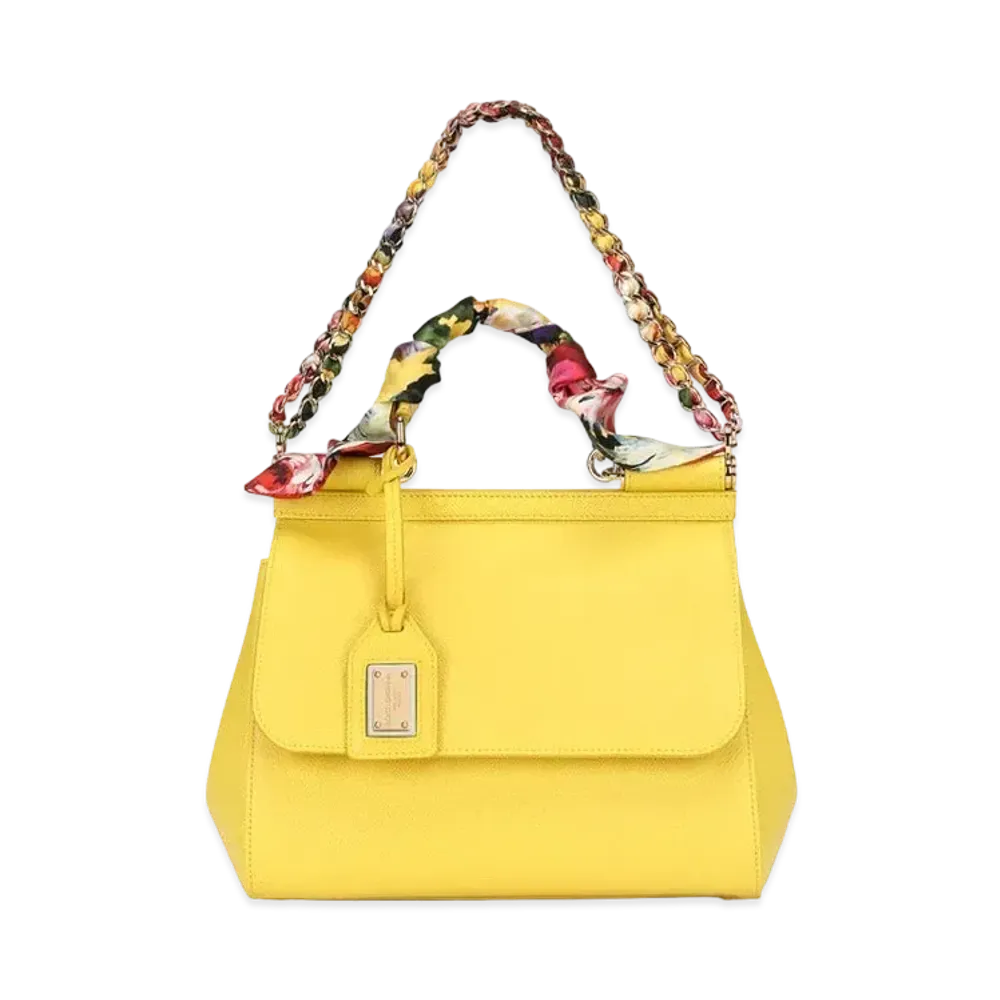 Dolce&Gabbana Sicily Bag Medium Dauphine Calfskin Scarf "Yellow"