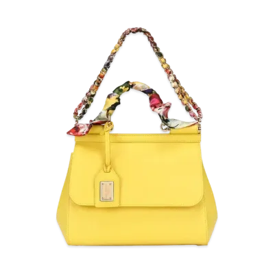 Dolce&Gabbana Sicily Bag Medium Dauphine Calfskin Scarf "Yellow"