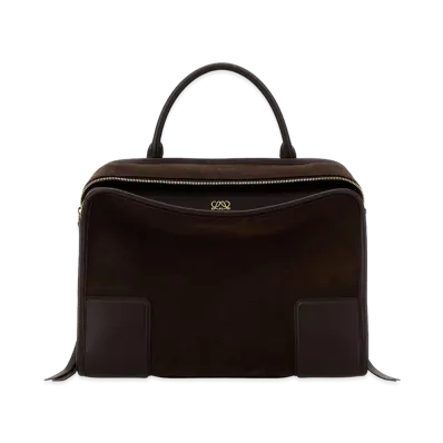 LOEWE Women's Suede Amazona 180 Shopping Bag "Dark Brown"