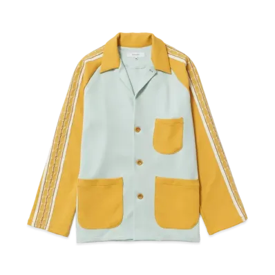 Sasquatchfabrix Lace Tape Track Lapel Jacket "Blue Steel X Apricot"