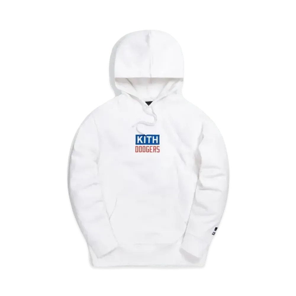 Kith x MLB Los Angeles Dodgers Logo Script Hoodie "White"