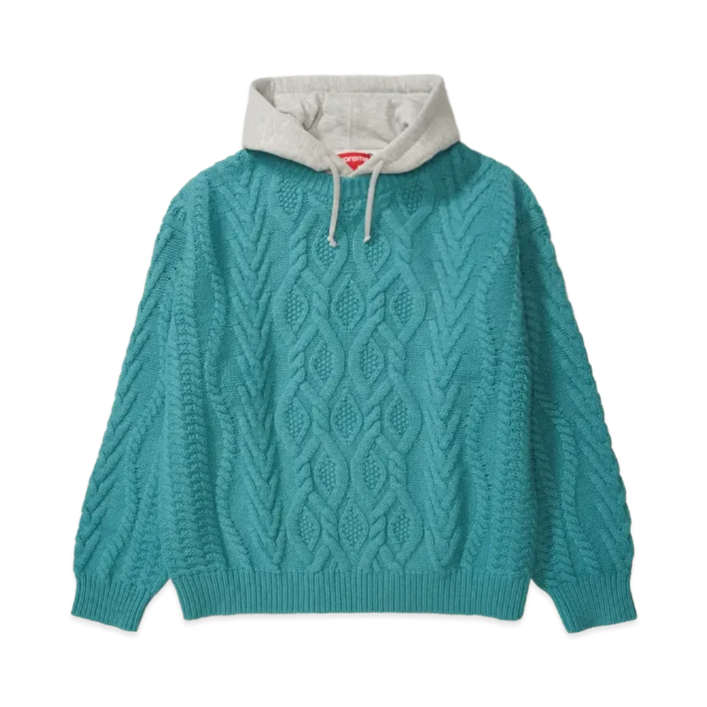 Supreme Cable Hooded Sweater "Teal"
