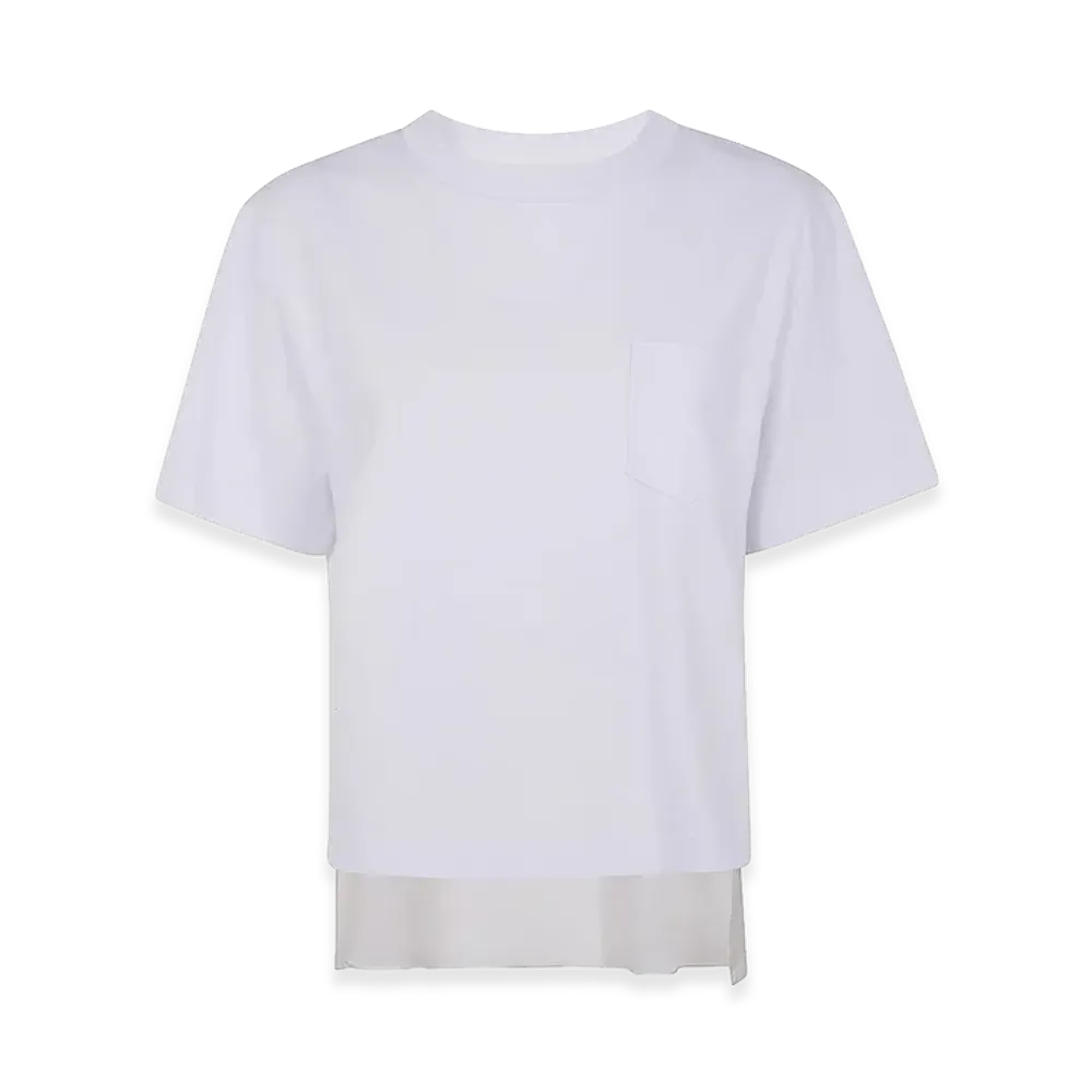 sacai Women's Nylon Twill Mix Cotton T-Shirt "White"