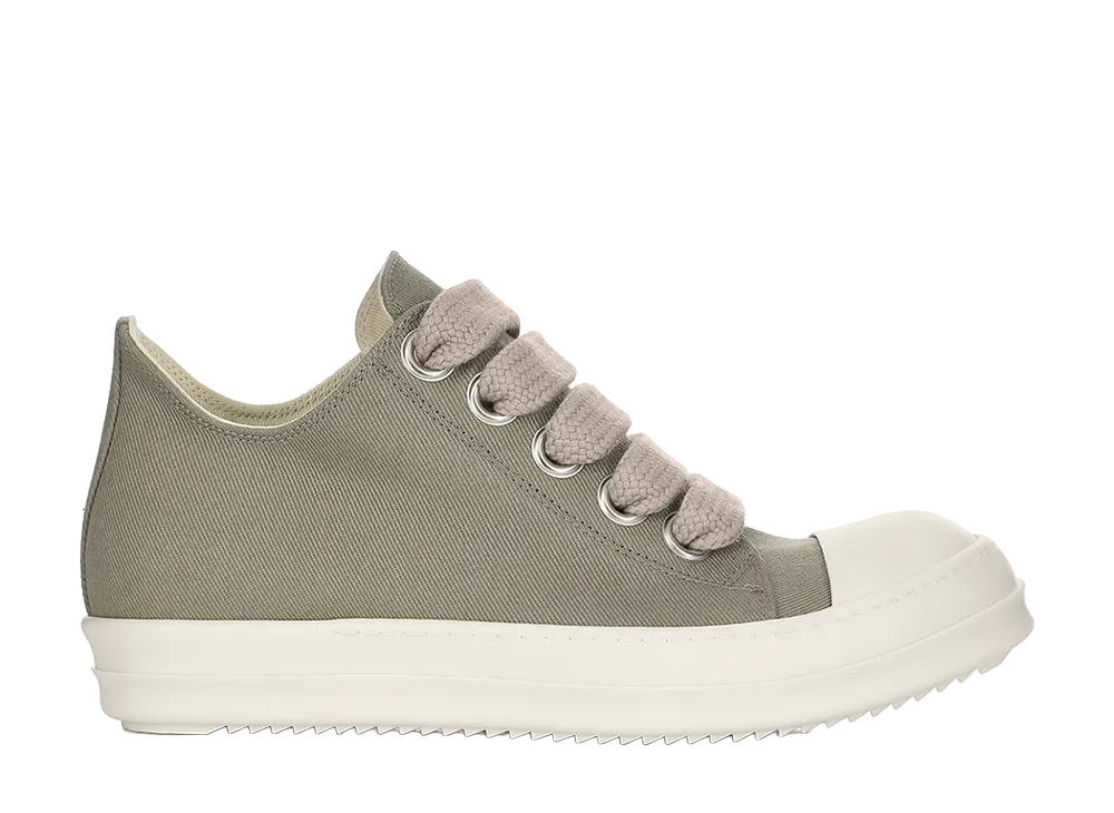 Rick Owens DRKSHDW FW26 Tower Jumbolace Low Sneaks 13oz Overdyed Denim "Mineral/Milk"