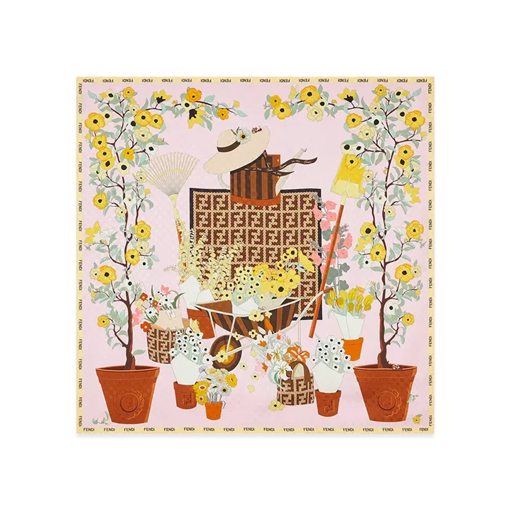 FENDI Women's Foulard 90x90 Stampa Gardening "Multicolor"