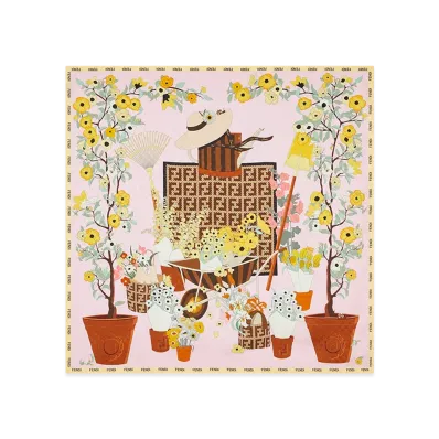 FENDI Women's Foulard 90x90 Stampa Gardening "Multicolor"