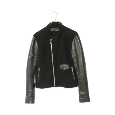 Chrome Hearts Cretin Sleeve Leather Cashmere Riders Jacket "Black"
